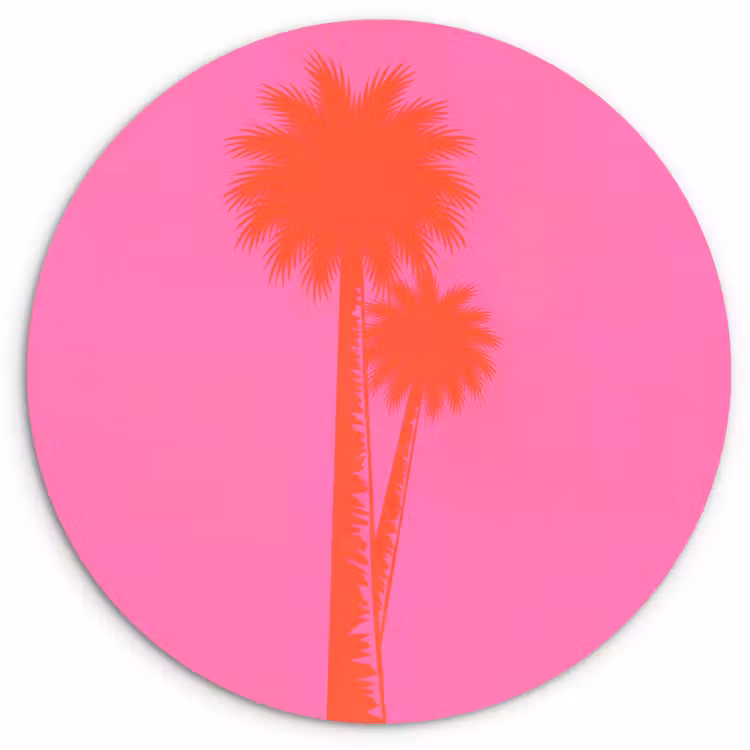 Muurcirkel - Palmbomen - Modern - Roze — 1