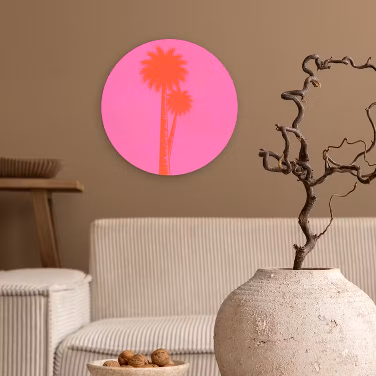Muurcirkel - Palmbomen - Modern - Roze — 2