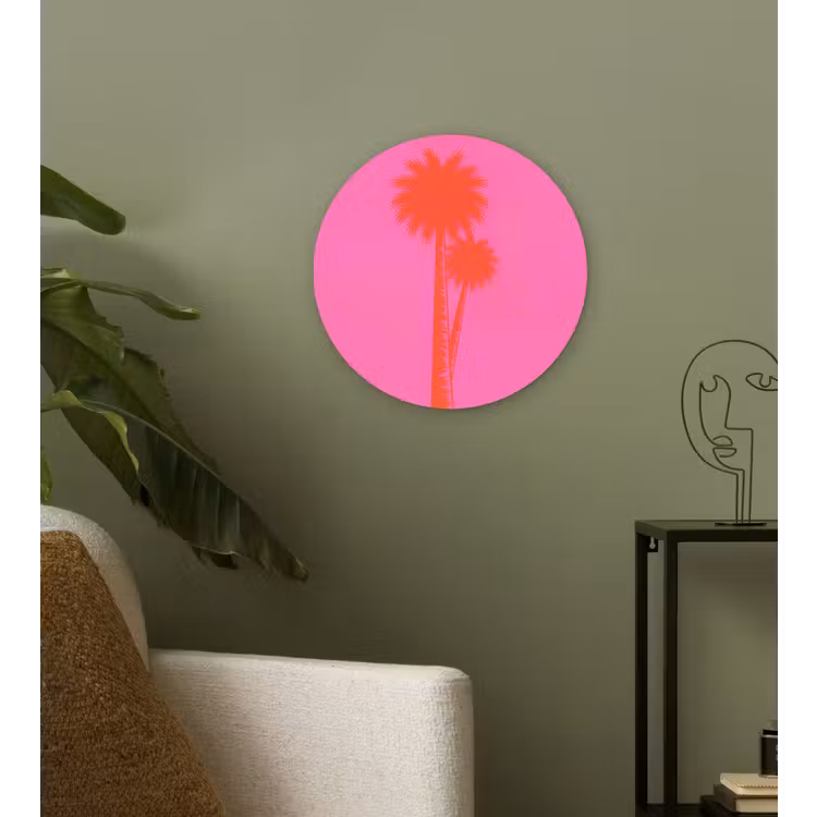 Muurcirkel - Palmbomen - Modern - Roze — 3