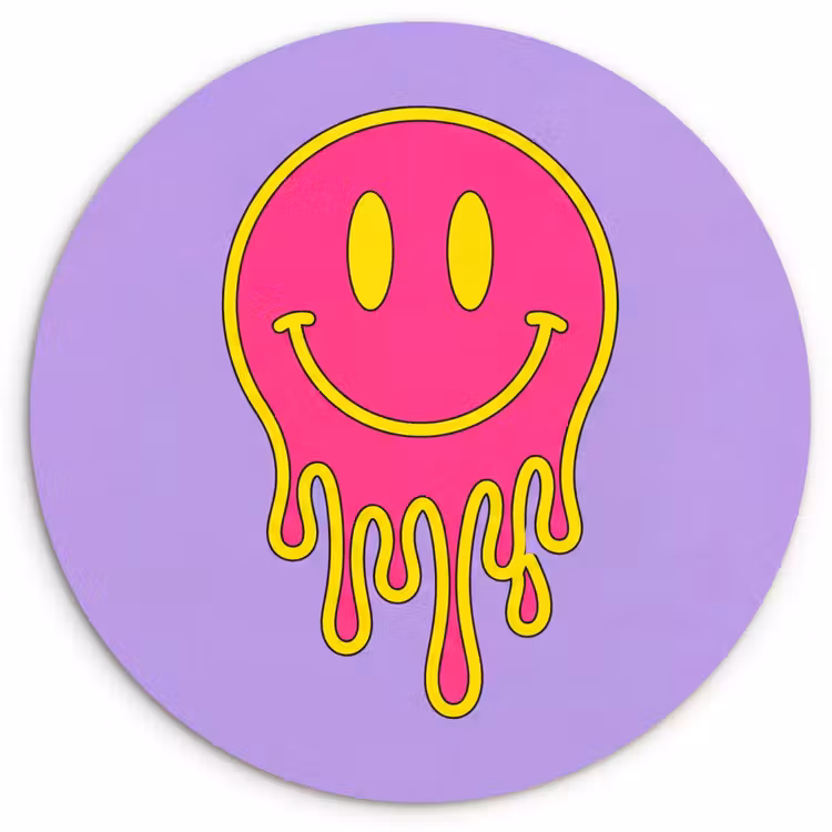 Muurcirkel - Smiley - Drip - Neon — 1