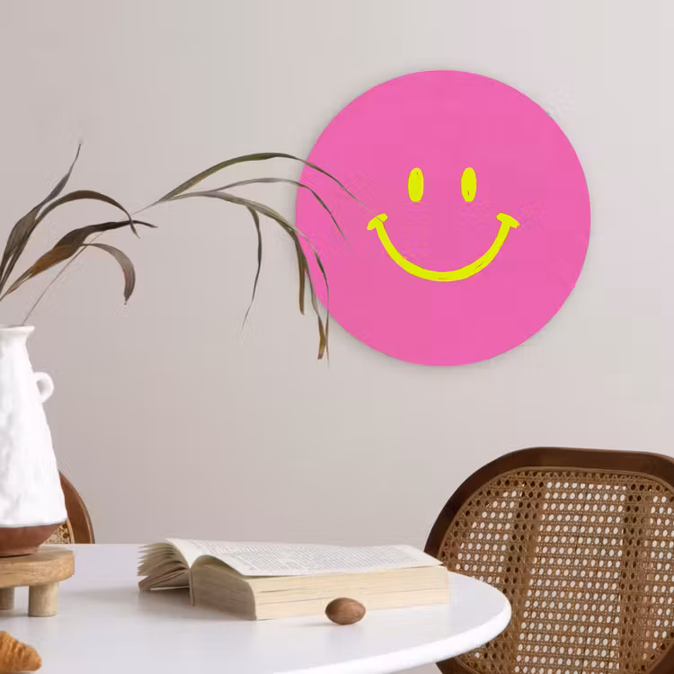 Muurcirkel - Smiley - Vrolijk - Roze — 4
