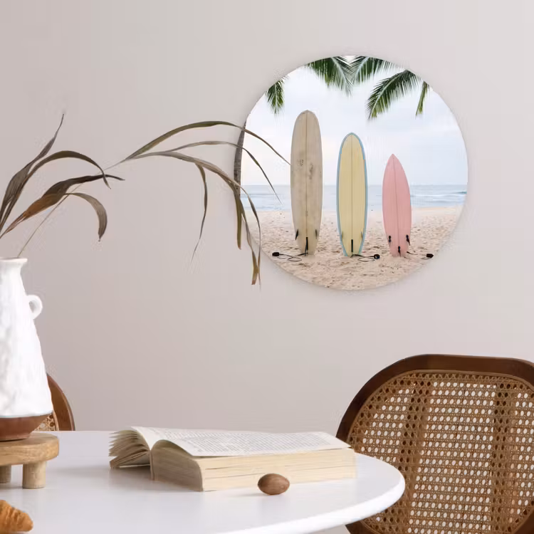 Muurcirkel - Surfboard - Palmbomen - Kleurrijk — 4