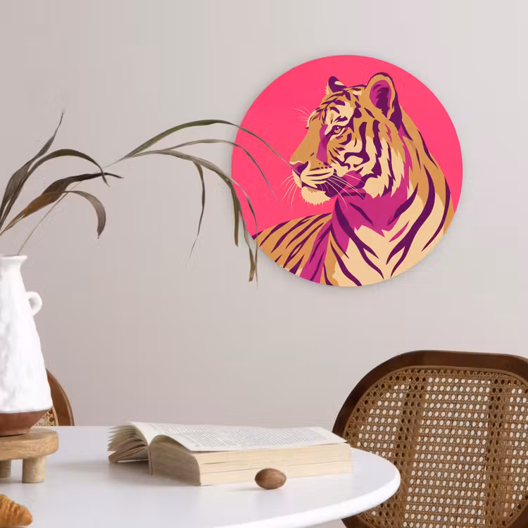 Muurcirkel - Tijger - Modern - Neon — 4