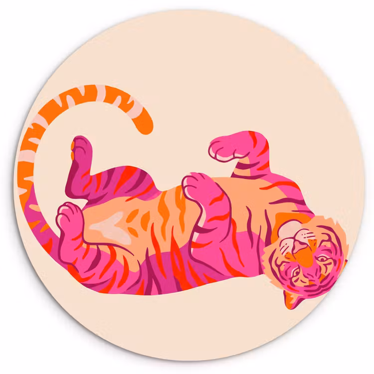 Muurcirkel - Tijger - Roze - Oranje — 1