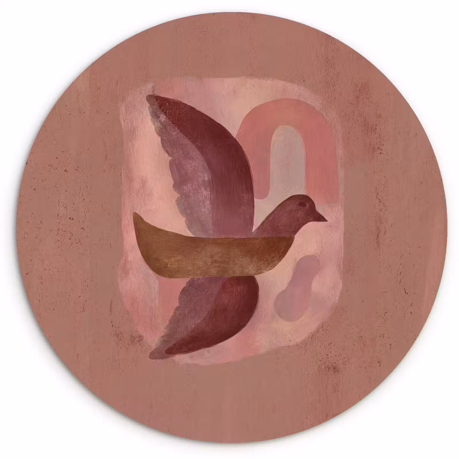 Muurcirkel - Illustratie - Vogels - Abstract - Roze — 1