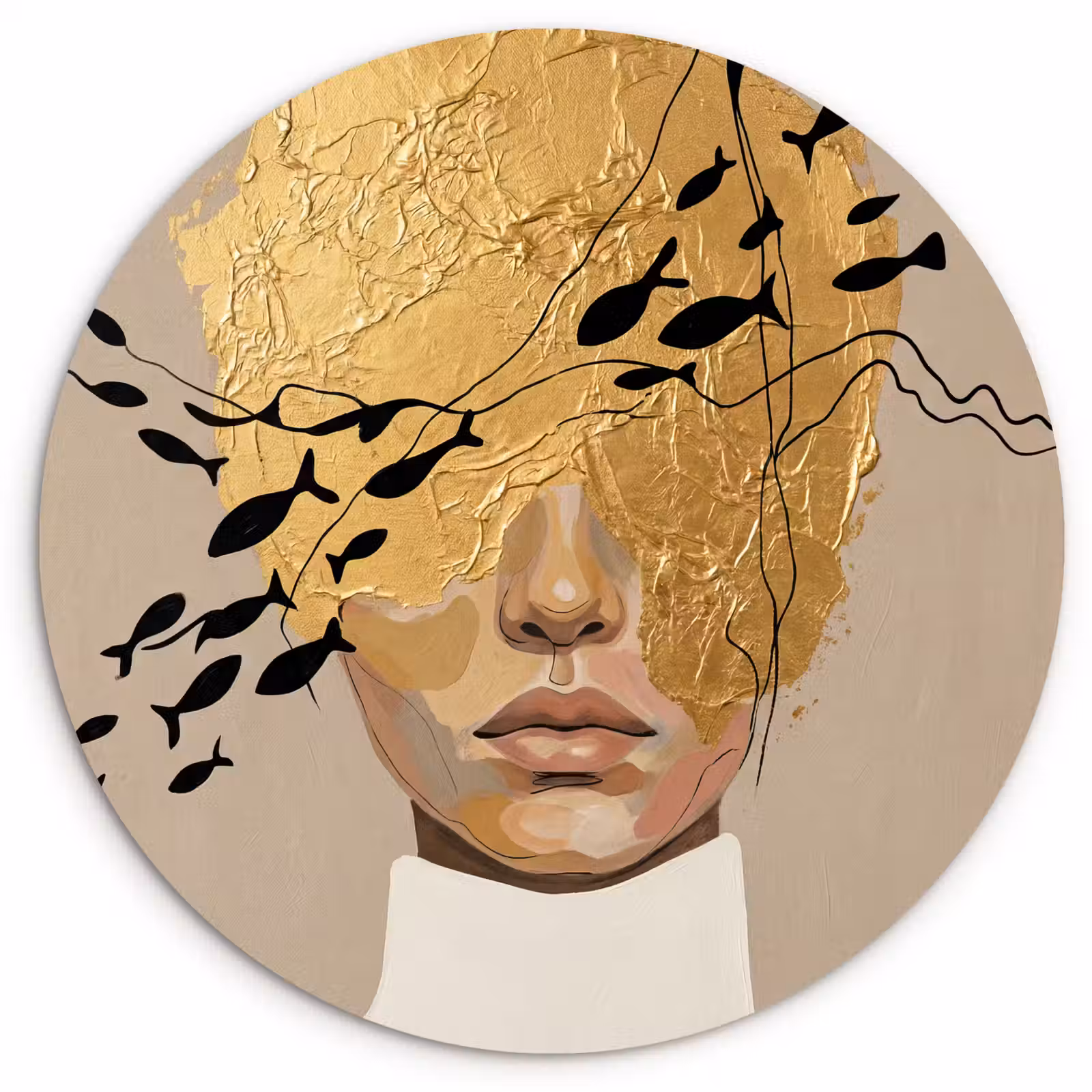 Muurcirkel - Modern - Vrouw - Goud — 1