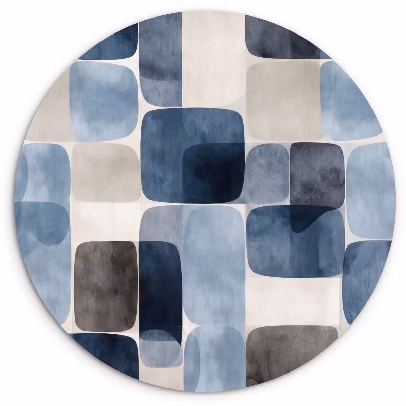 Muurcirkel - Patroon - Blauw - Vierkanten — 1