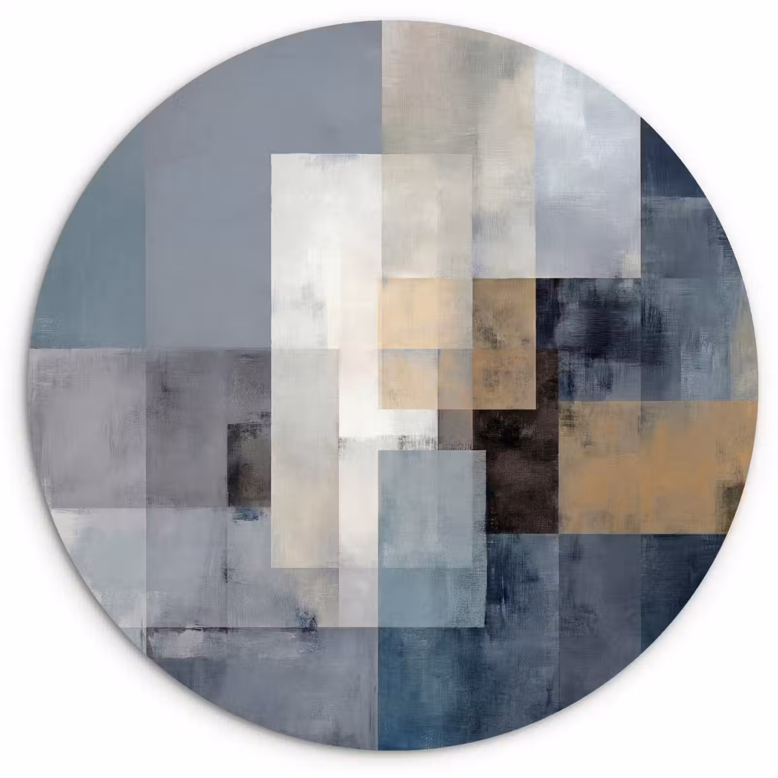 Muurcirkel - Rechthoeken - Abstract - Blauw — 1