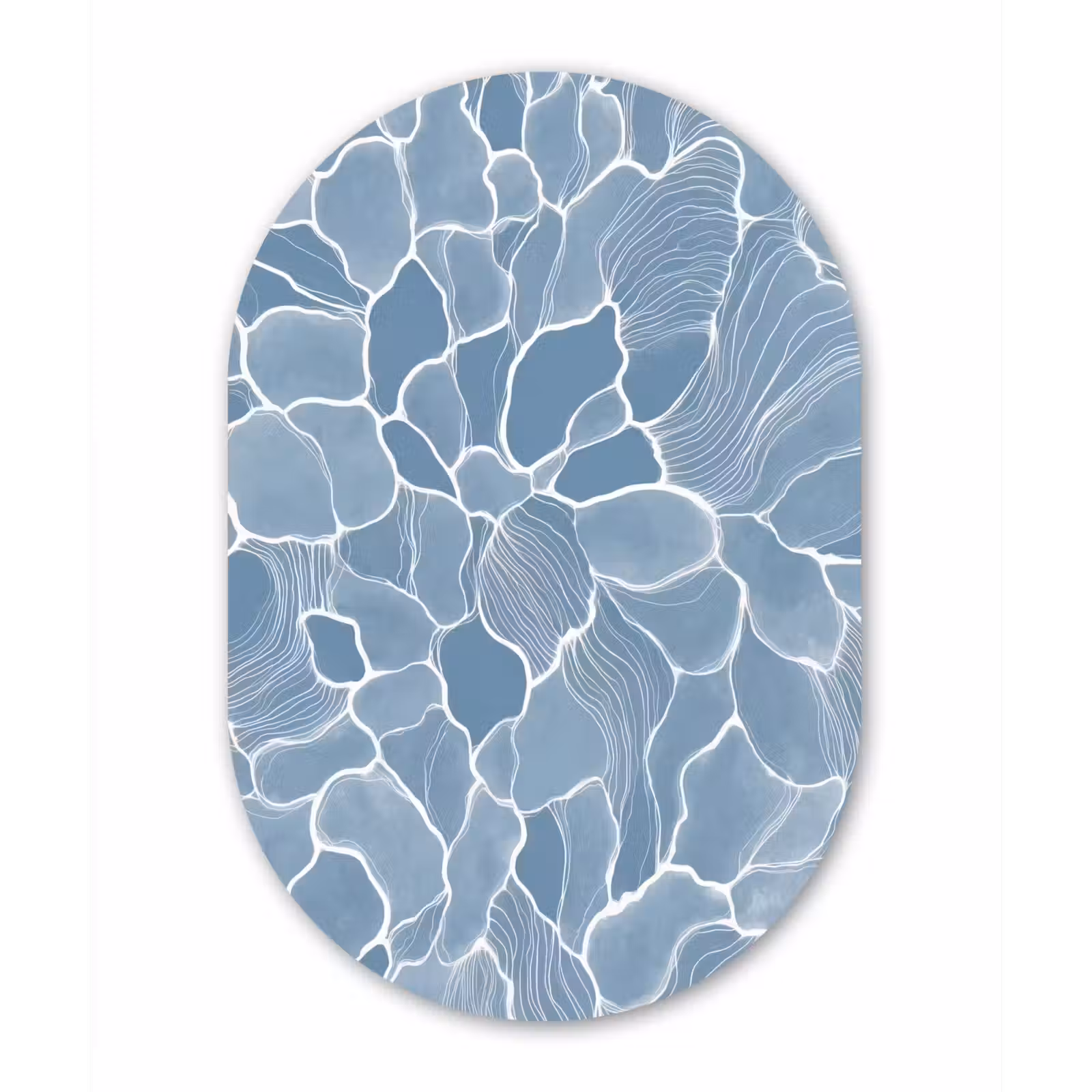 Muurovaal aluminium - Abstract - Blauw - Bladeren — 1