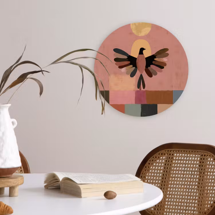 Muurcirkel - Illustratie - Vogel - Vlakken - Kleurrijk — 4