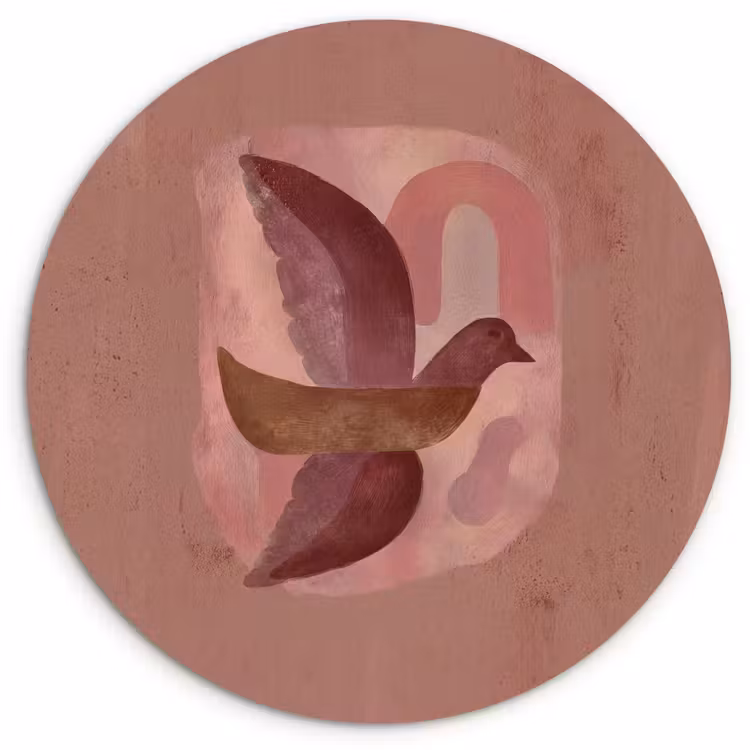 Muurcirkel - Illustratie - Vogels - Abstract - Roze — 1