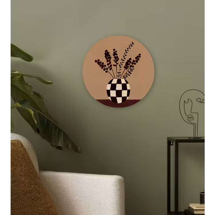 Muurcirkel - Minimalistisch - Vaas - Bloemen - Bruin — 3