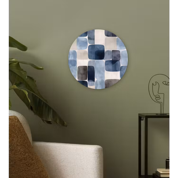 Muurcirkel - Patroon - Blauw - Vierkanten — 3