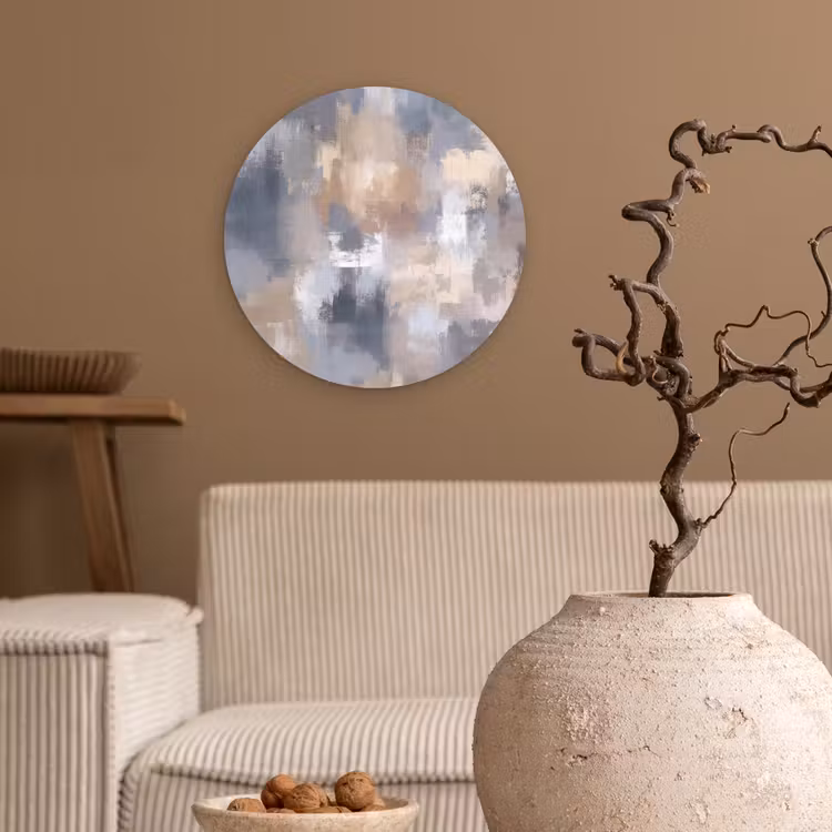 Muurcirkel - Penseelstreken - Schilderij - Beige — 2