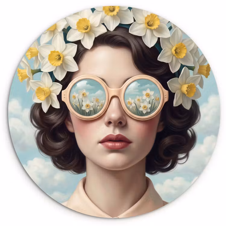 Muurcirkel - Vrouw - Narcissen - Geel — 1
