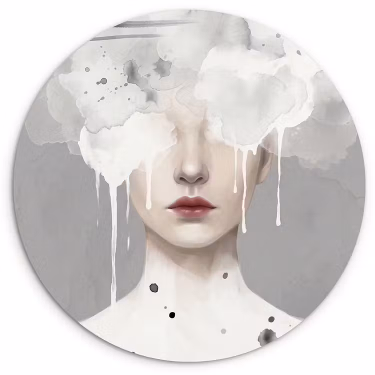 Muurcirkel - Vrouw - Wolk - Grijs — 1