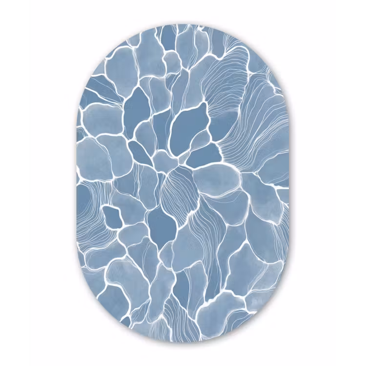 Muurovaal aluminium - Abstract - Blauw - Bladeren — 1