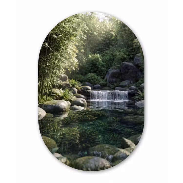 Muurovaal aluminium - Beek - Waterval - Natuur - Groen — 1