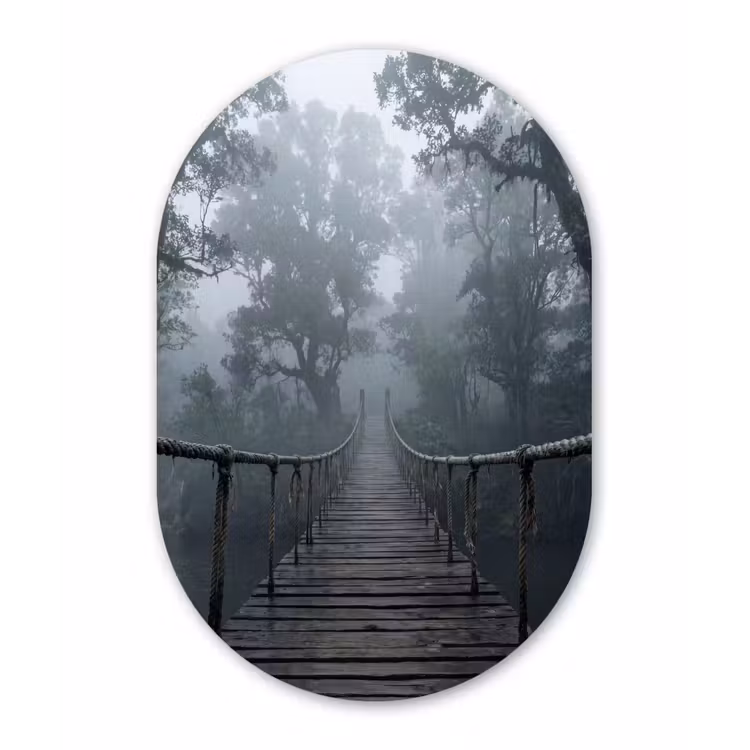 Muurovaal aluminium - Brug - Jungle - Mist - Natuur — 1