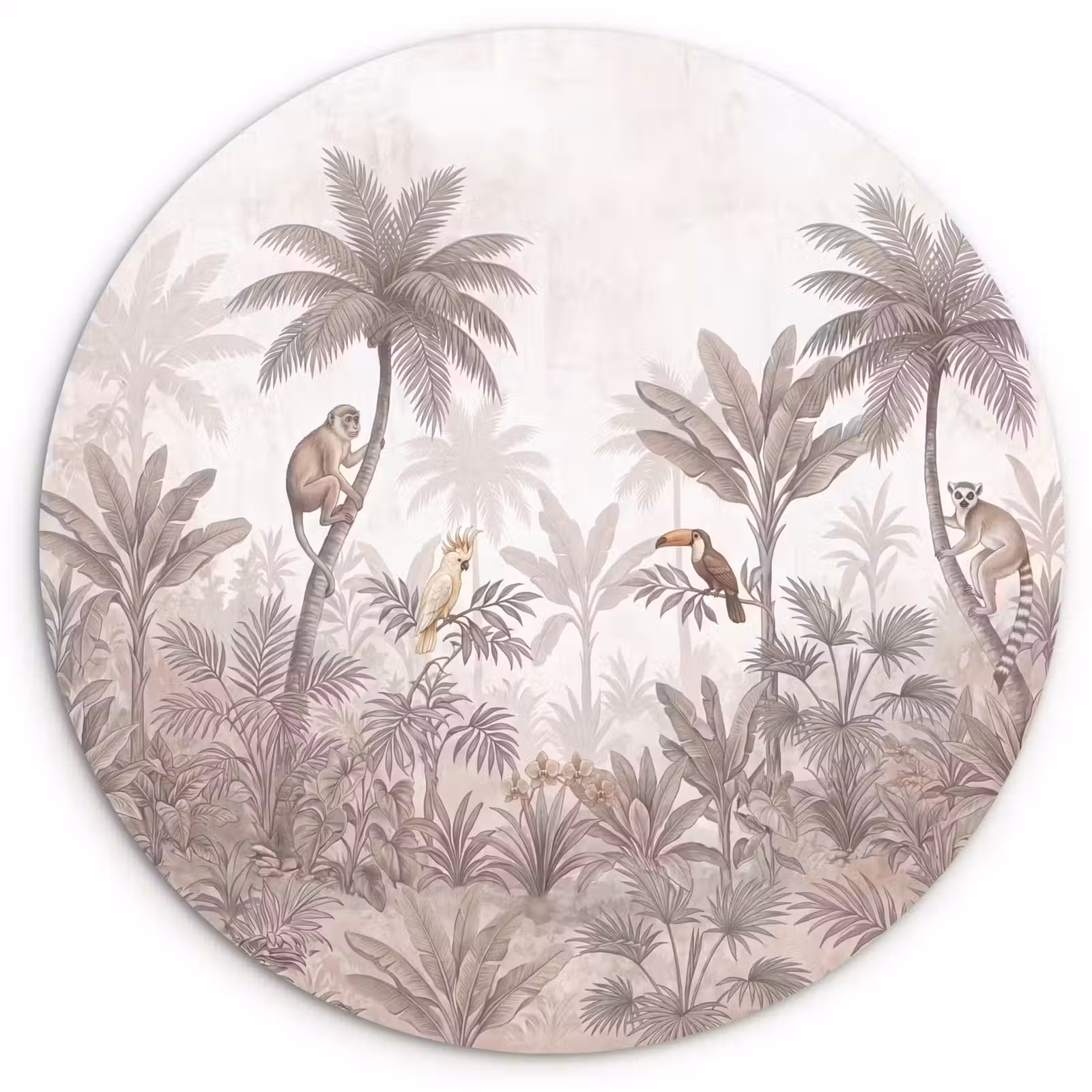 Muurcirkel - Jungle - Dieren - Palmbomen — 1