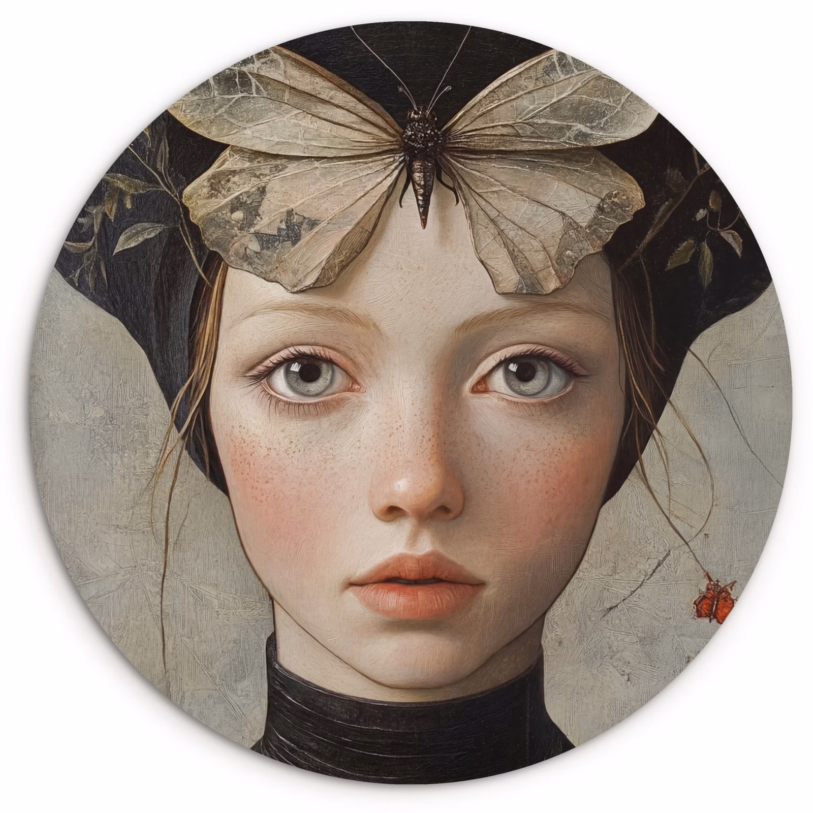 Muurcirkel - Woman - Butterfly - Art - Classic - Muted — 1