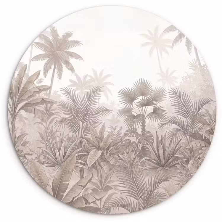 Muurcirkel - Jungle - Tropisch - Natuur -Vintage - Beige — 1