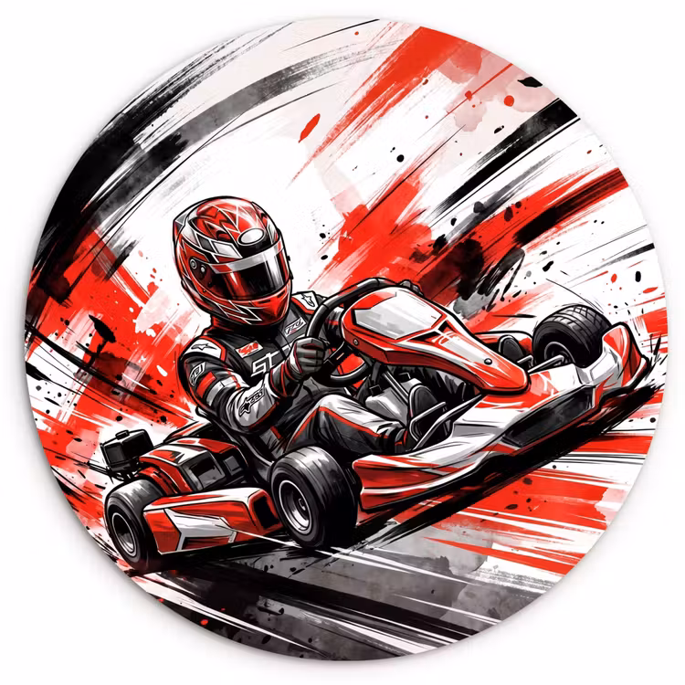 Muurcirkel - Kart - Coureur - Snelheid - Rood — 1