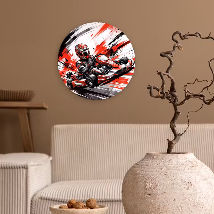 Muurcirkel - Kart - Coureur - Snelheid - Rood — 2