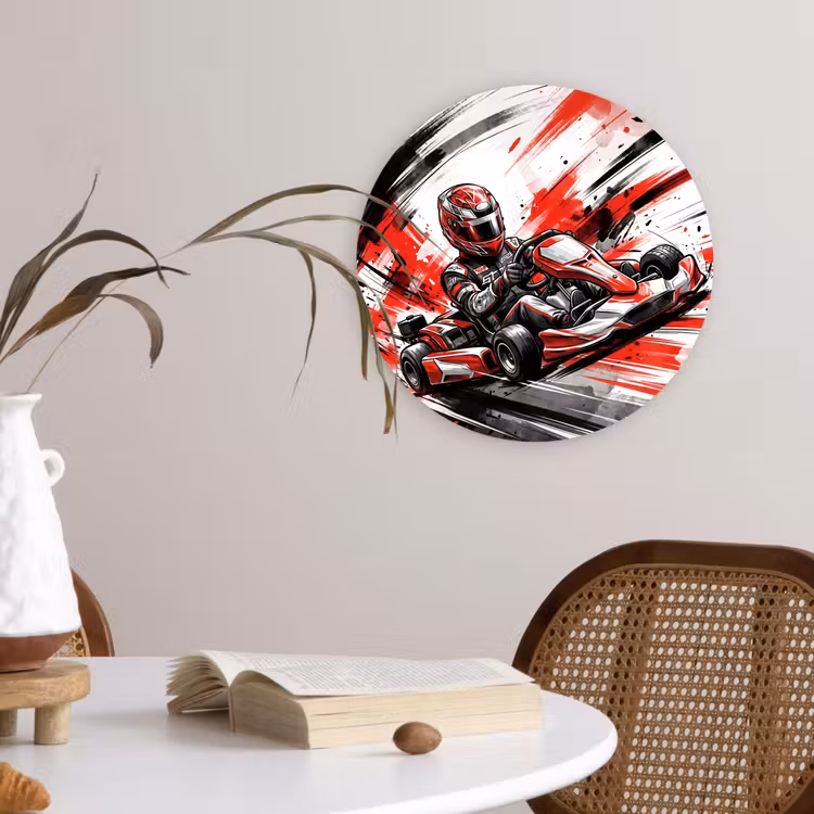 Muurcirkel - Kart - Coureur - Snelheid - Rood — 4