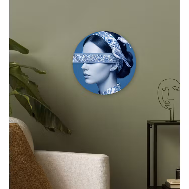 Muurcirkel - Portret - Klassiek - Wit - Blauw — 3