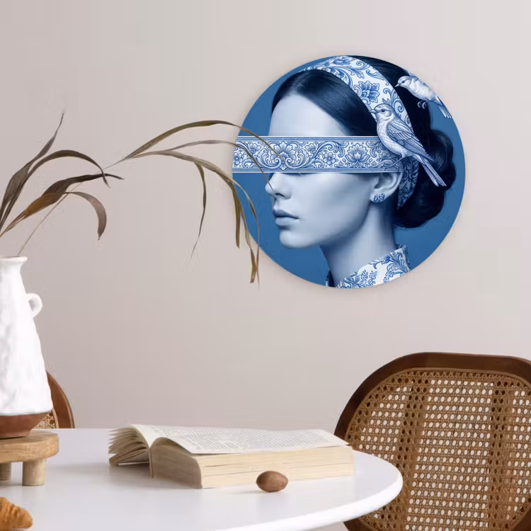 Muurcirkel - Portret - Klassiek - Wit - Blauw — 4
