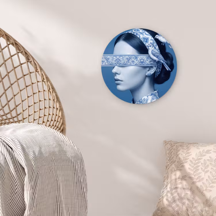 Muurcirkel - Portret - Klassiek - Wit - Blauw — 5