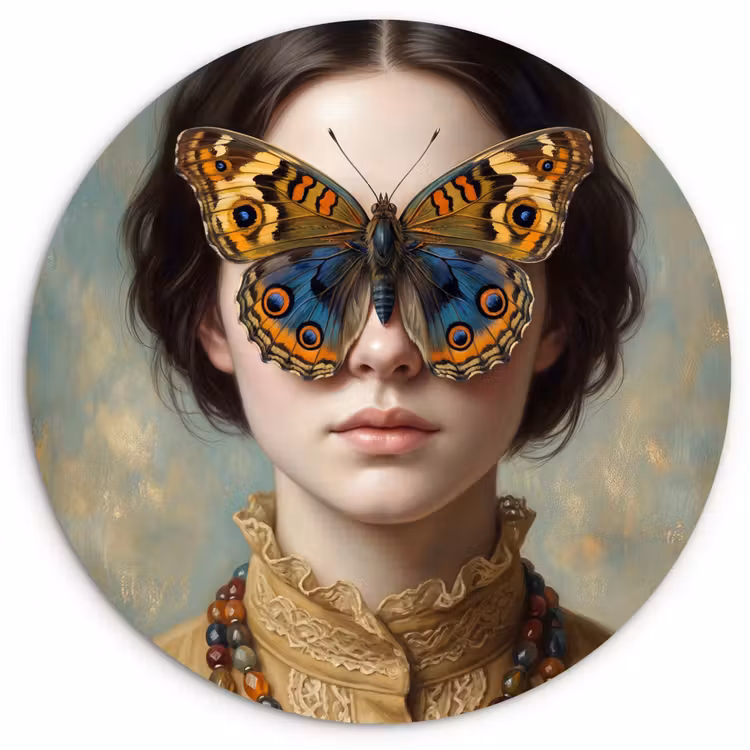 Muurcirkel - Portret - Vlinder - Kleurrijk — 1