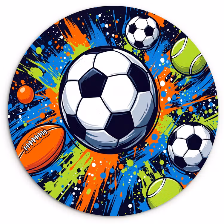 Muurcirkel - Sport - Ballen - Kleurrijk — 1