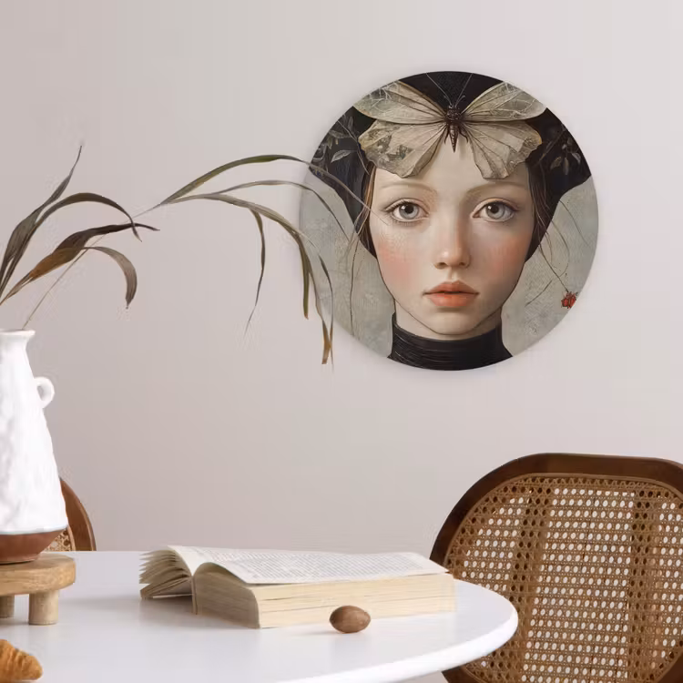 Muurcirkel - Woman - Butterfly - Art - Classic - Muted — 4