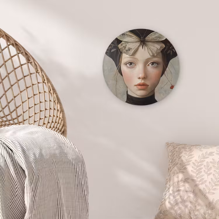 Muurcirkel - Woman - Butterfly - Art - Classic - Muted — 5