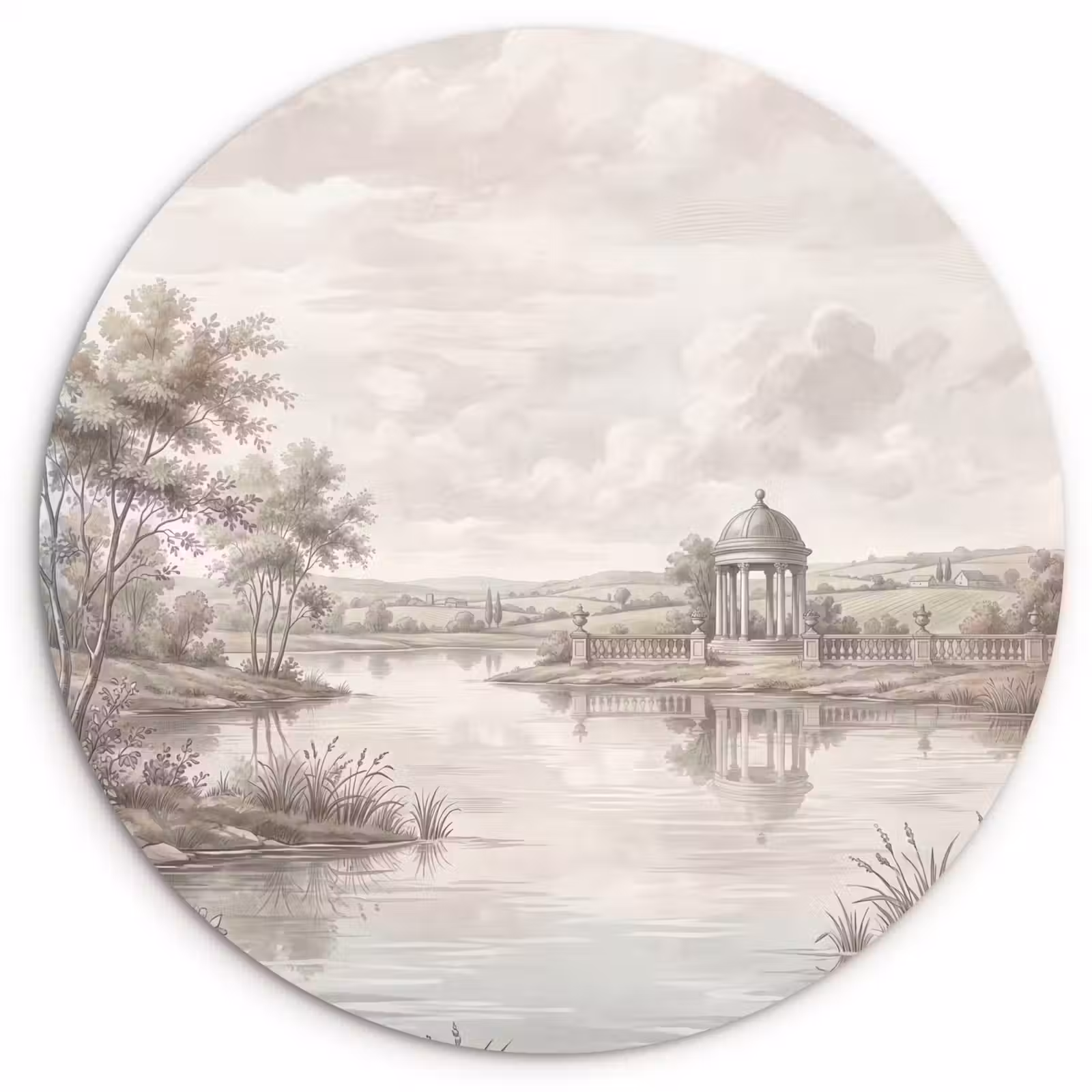 Muurcirkel - Landschap - Water - Natuur - Sepia — 1