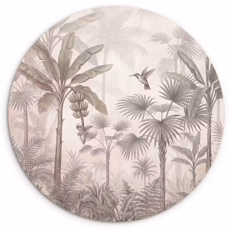 Muurcirkel - Jungle - Banenboom - Kolibrie - Beige — 1