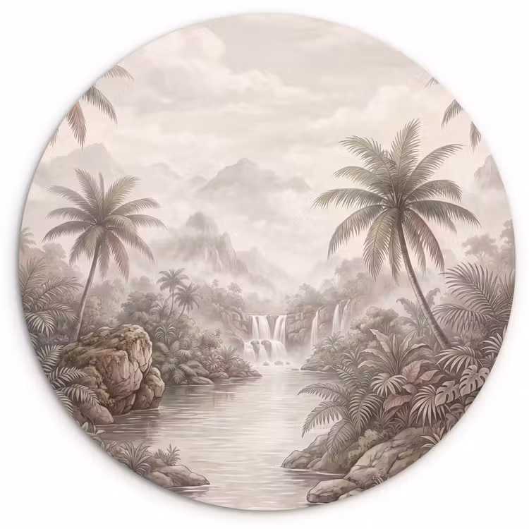 Muurcirkel - Jungle - Watervallen - Tropisch - Illustratie — 1