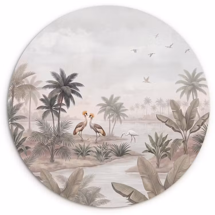 Muurcirkel - Kraanvogels - Palmbomen - Tropisch — 1