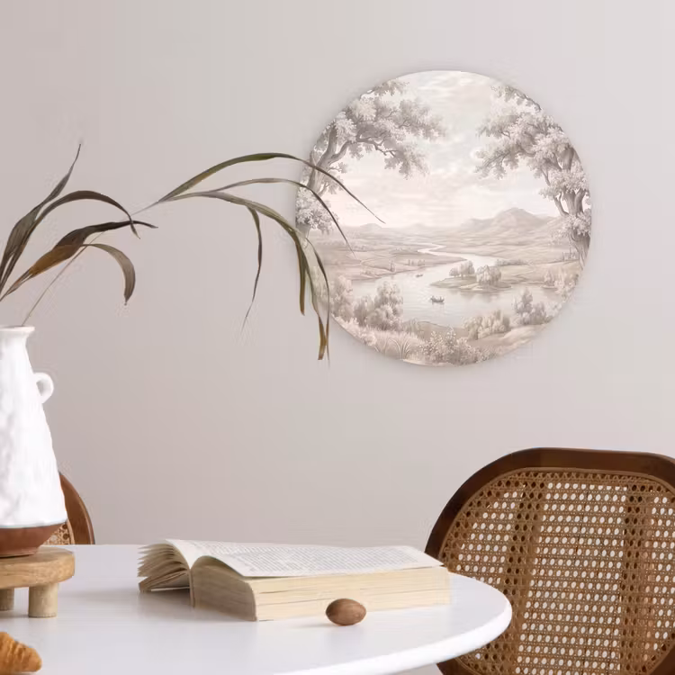 Muurcirkel - Rivierlandschap - Bergen - Natuur - Vintage - Beige — 4