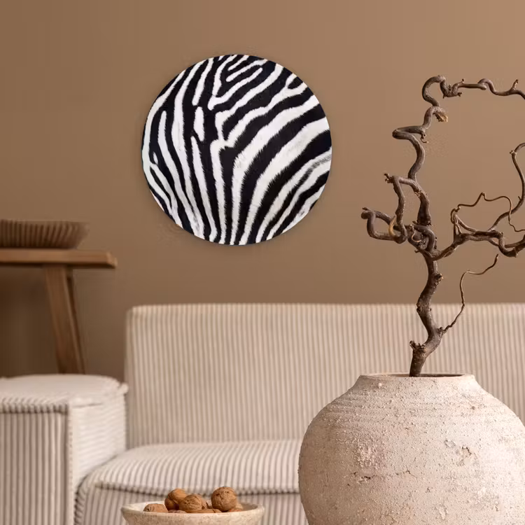 Muurcirkel - Zebra - Vacht - Klassiek - Zwart - Wit — 2