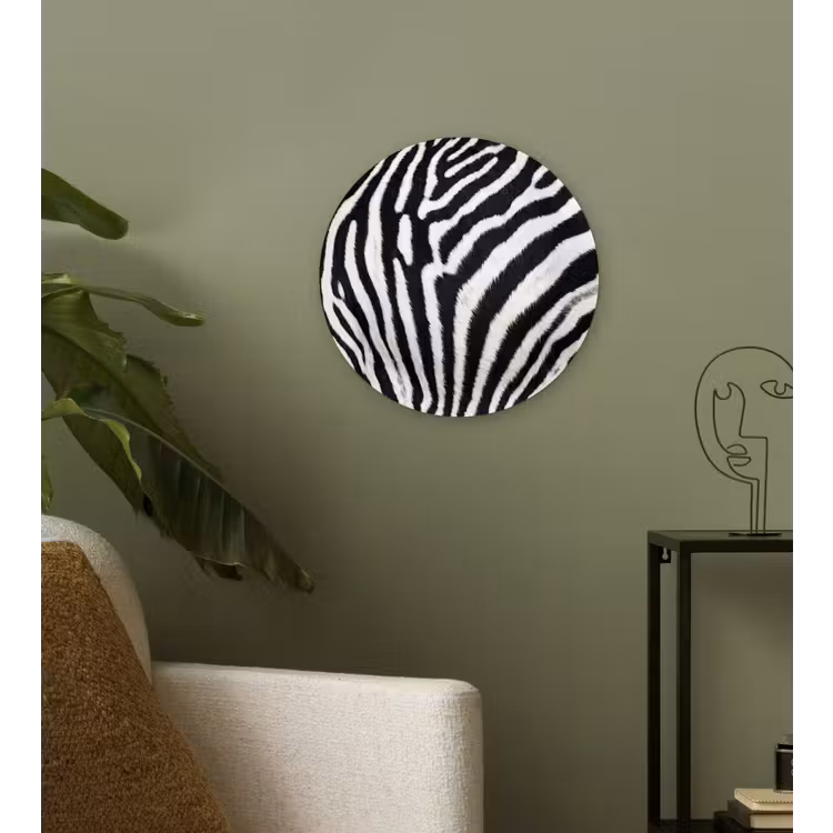 Muurcirkel - Zebra - Vacht - Klassiek - Zwart - Wit — 3
