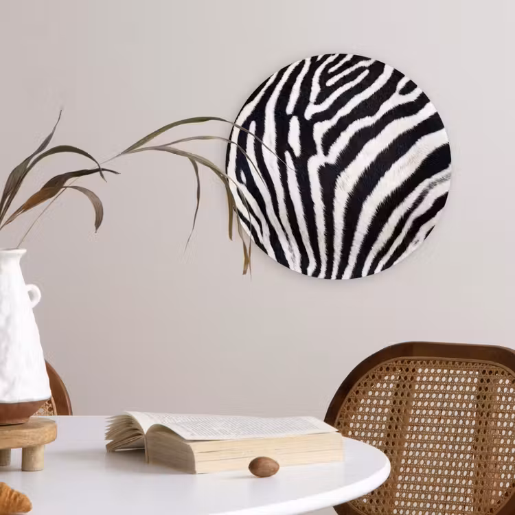 Muurcirkel - Zebra - Vacht - Klassiek - Zwart - Wit — 4
