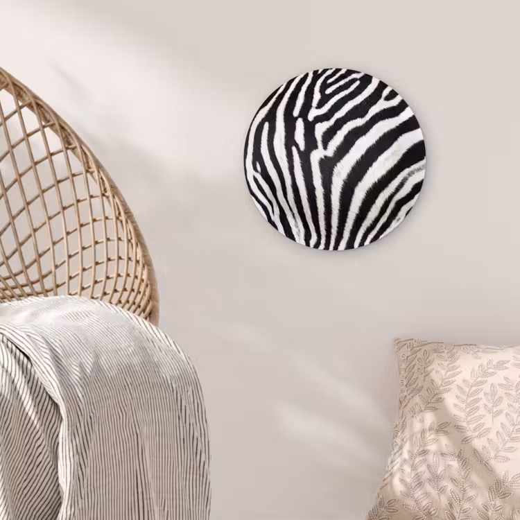 Muurcirkel - Zebra - Vacht - Klassiek - Zwart - Wit — 5