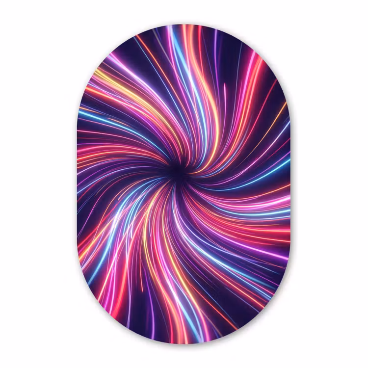 Muurovaal aluminium - Abstract - Swirl - Futuristic - Neon — 1