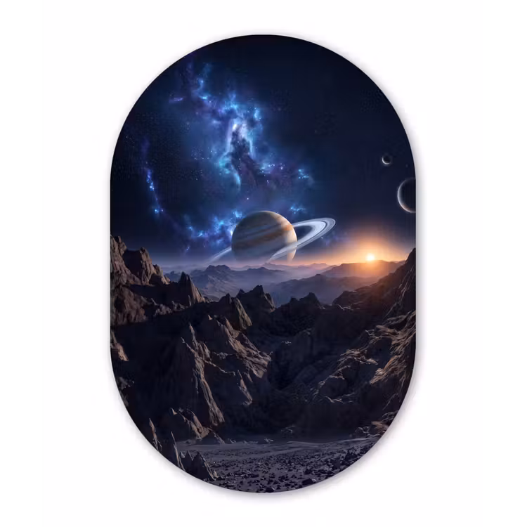 Muurovaal aluminium - Fantasy - Kosmos - Landschap — 1