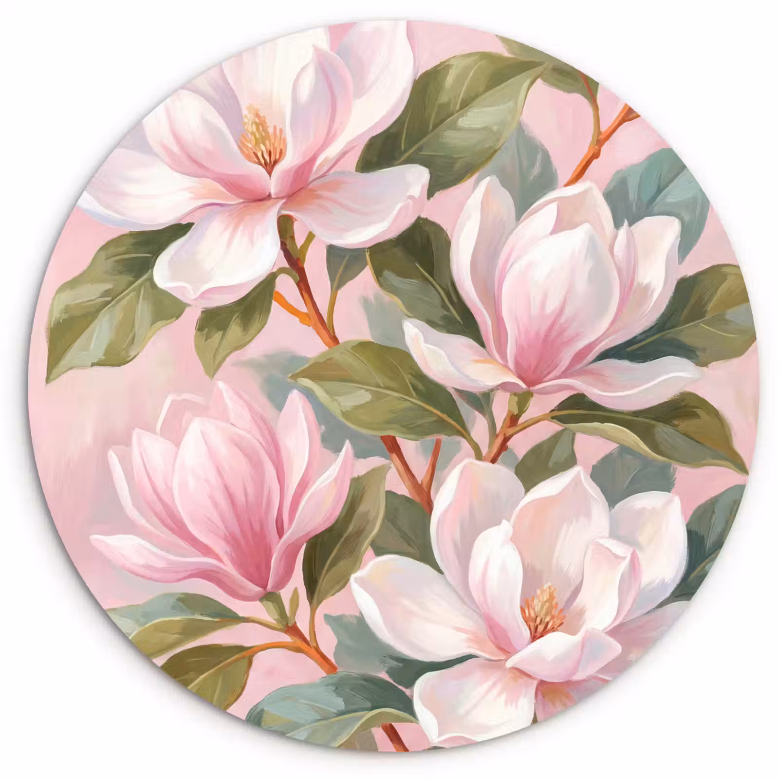 Muurcirkel - Magnolia's - Patroon - Roze — 1