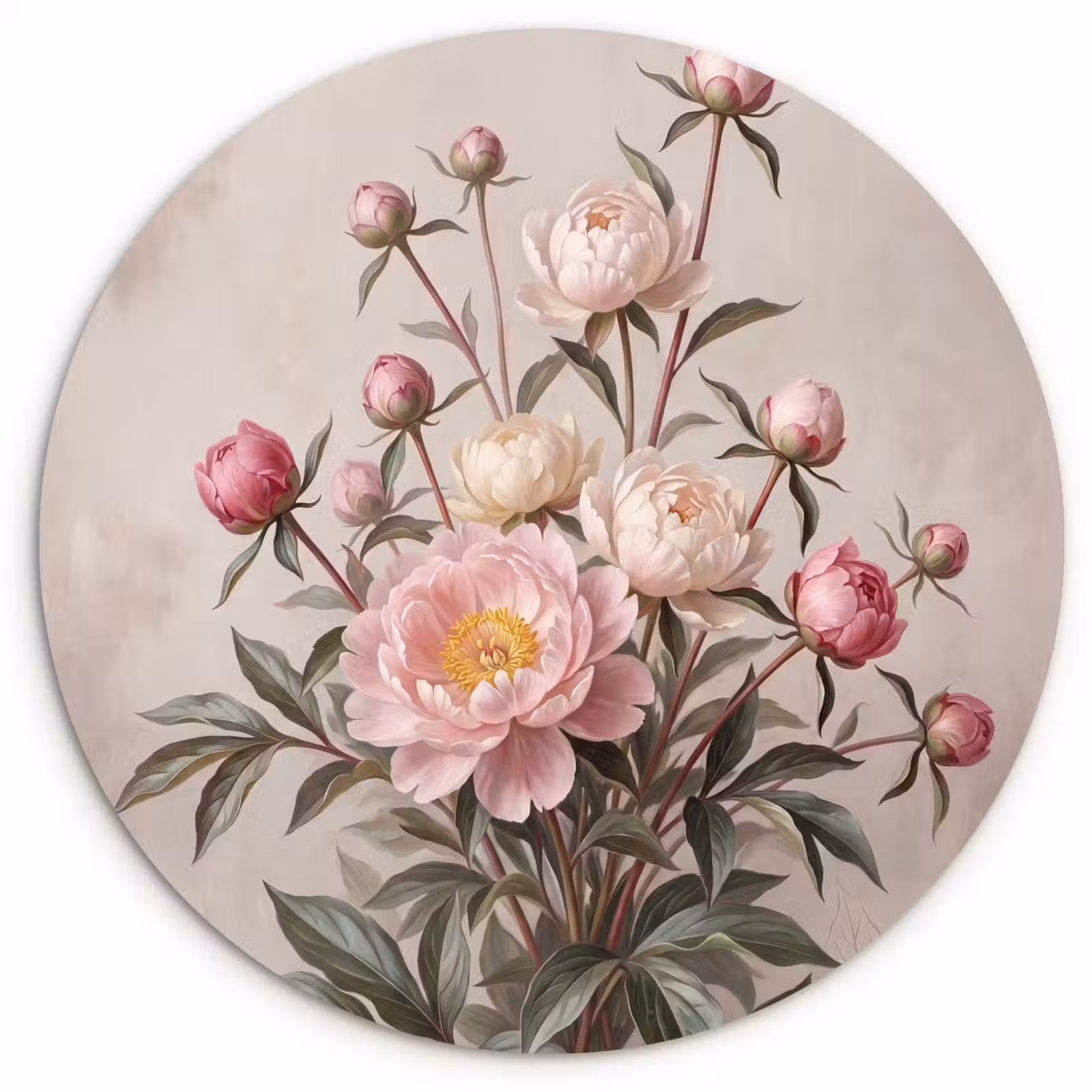 Muurcirkel - Pioenrozen - Boeket - Roze — 1