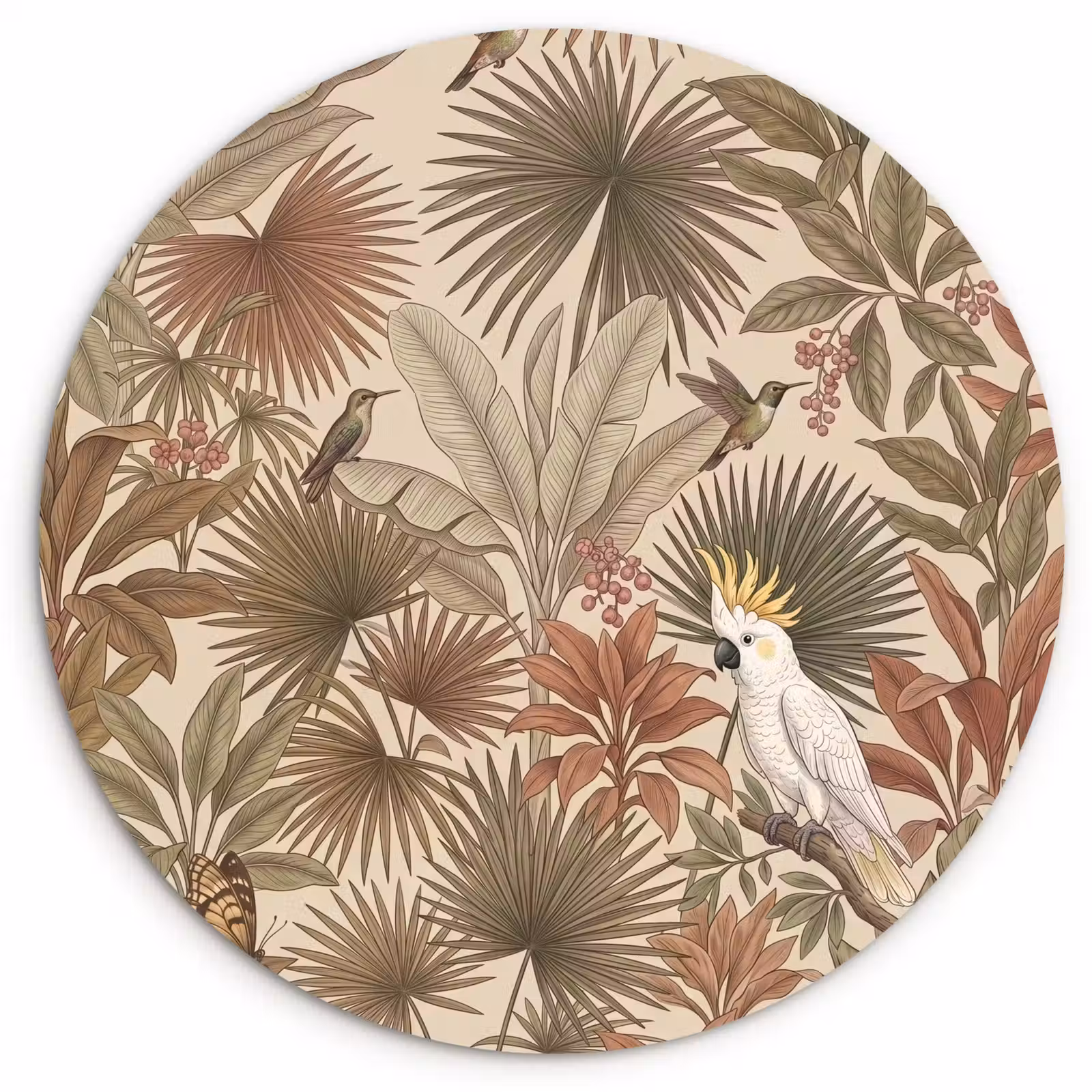 Muurcirkel - Tropisch - Vogels - Beige — 1